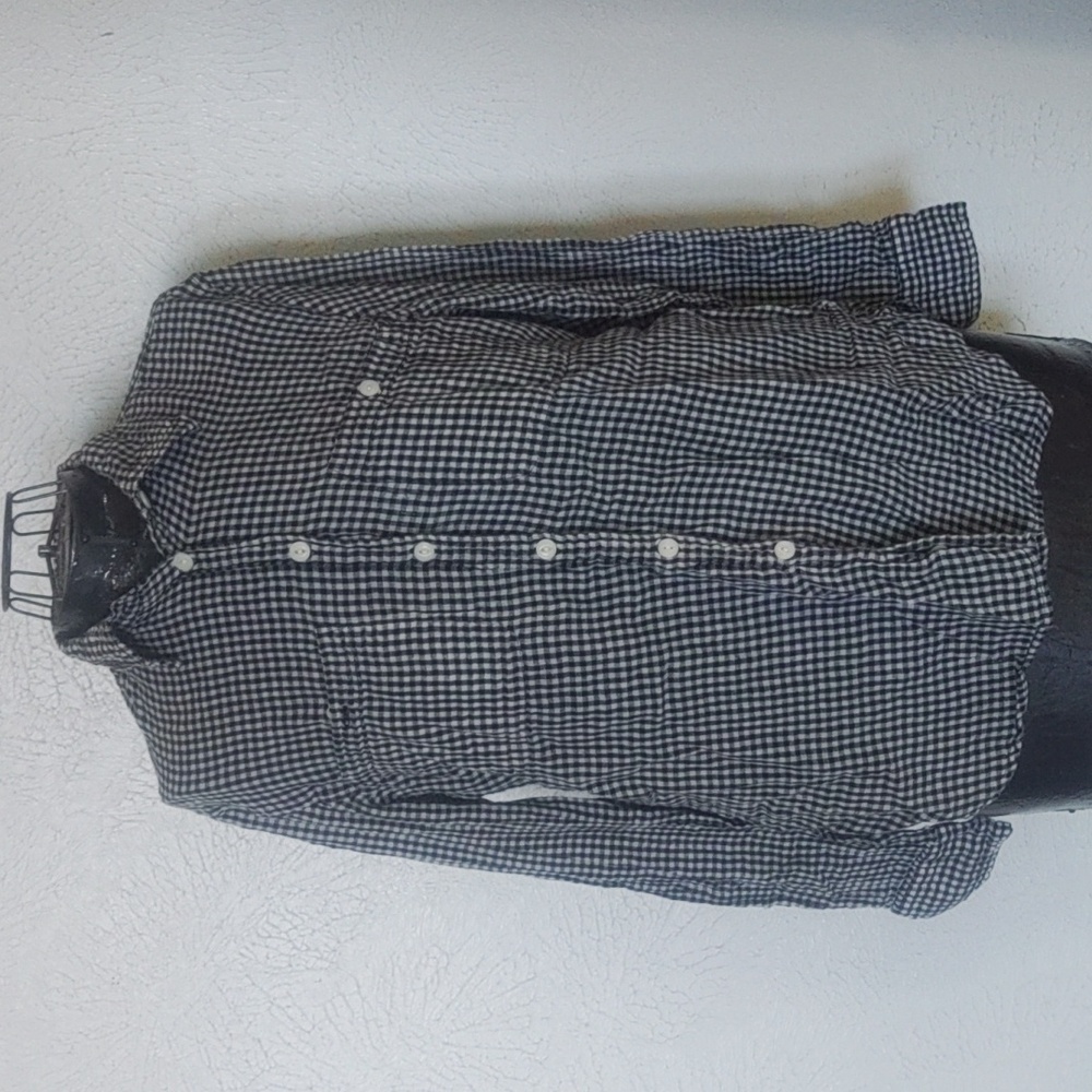 Checkered Long Sleeve Button Up Blouse